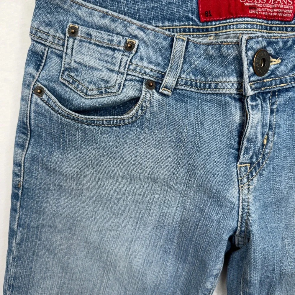 Guess Jeans 28 Bermuda Jorts Shorts Denim Grunge Stretch Cuffed Medium Wash Blue